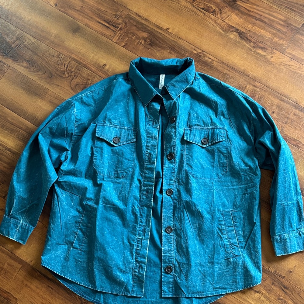 Zenana blue shacket